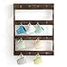 Wall Mounted 12 Hook Torched Wood Coffee Mug Cup Holder Display Rack