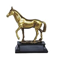 U Bargain Mall 6" Brass Finish Racing Horse Figurine on Base