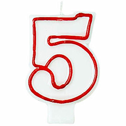 Amscan 174005 Flat Molded #5 Candles, 3