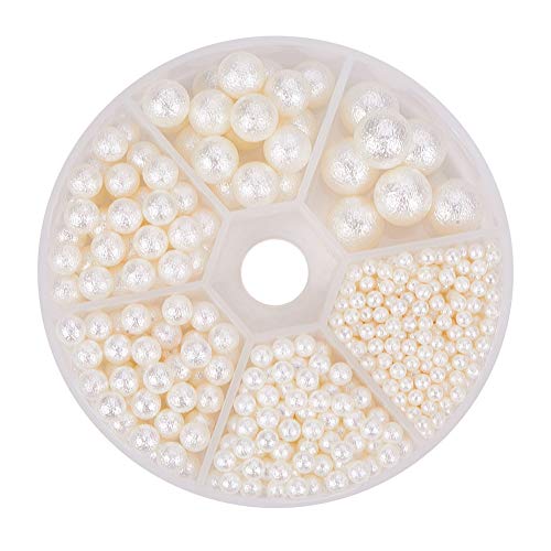 PH PandaHall About 804 Pieces 6 Sizes No Holes/Undrilled Imitated Pearl Beads for Vase Fillers, Wedding, Party, Home Decoration, Ivory(3mm, 4mm, 5mm, 6mm,8mm, 10mm)