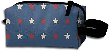 WQBFMI Blue Red USA Star Patriotic Pencil Cases Travel Case Cosmetic Bag Toiletries Organizer Bags