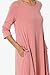 TheMogan Women's Casual Long Sleeve Boat Neck Knee Length Pocket A-Line Swing T-Shirt Dress