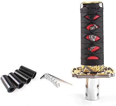 Top10 Racing 10CM Gear Shift Knob Sword Shift Knobs Katana Samurai Shift Gear Lever Universal Fit for Manual Cars Most Automatic Cars with 4 Adapters Black+Red: Automotive