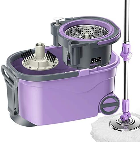 JOAHCHEN Spin Mop Bucket with Wringer,Mop and Bucket Set,Adjustable Mop Rod,Hand-Free Self-Wringing Floor Cleaning Mop for Home Kitchen,Purple