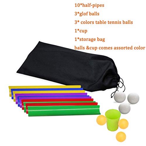 KRISMYA Pipeline Team Building Games,Pipeline Kit Group Games,Ice Breaker,Pipeline Challenge, Field Day Games(10 Half-Pipe,3 Golf Ball,3 Table Tennis Ball,1 Storage Bag,1 Cup)