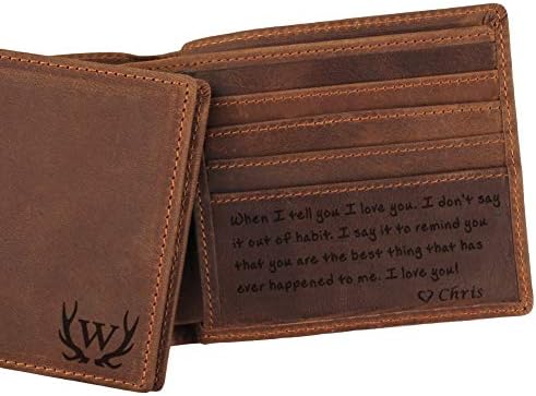 Custom Mens Leather Wallet, Engraved Wallet for Men, Anniversary Gifts for Men, Mens Personalized Gifts
