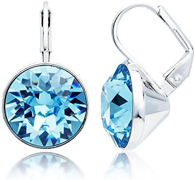 MYJS Bella Earrings with 8.5 Carat Aquamarine Swarovski Crystal Rhodium Plated