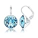 MYJS Bella Earrings with 8.5 Carat Aquamarine Swarovski Crystal Rhodium Plated