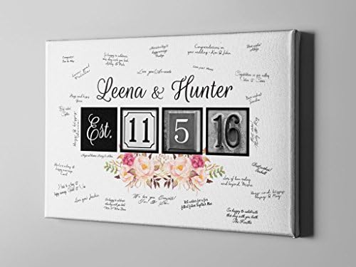 SALE 50% Off Canvas Guest Book, Wedding Canvas Guest Book, Boho Floral Guest Book, Canvas Anniversary Gift Keepsake, FREE SHIPPING! (CGB24)