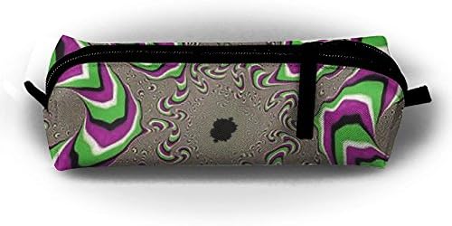 CNDZTY Fashion Pencil Case Zipper Pen Pouch Purple Green Moving Optical Illusion Printing Student Small Pen Bag Rectangular Pouch