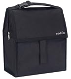 HomEpics 10'' inch Freezes for hours and its Foldable Reusable Lunch Bag with built in ice packs and Adjustable Strap - Premium Black