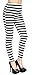 Women's Black and White Stripes Full Length Summer Leggings, Cross Stripe