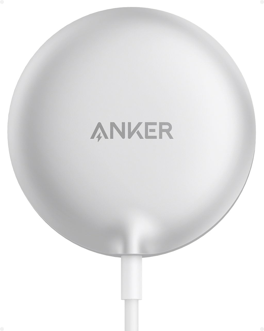 Anker MagSafe Charger Pad Compatible, MagGo iPhone 16 Wireless Charging Pad, Qi2 Certified 15W Wireless Charger for iPhone 16/16 Plus/16 Pro/16 Pro Max/15/14/13/12 Series (White, No Adapter)