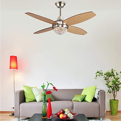 image for Log cabin Chandelier Crystals Fans, Remote Fan Remote Control Wood Cha