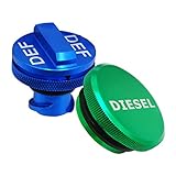 illet Aluminum Fuel Cap Combo Pack,Diesel Fuel Cap for Dodge - Magnetic Green Diesel Fuel Cap and Non-magnetic Blue DEF Cap for 2013-2018 Dodge Ram Diesel Trucks 1500 2500 3500