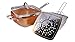 Copper Pan With Pour Spout, 8Piece. Square Pan With Round Handle, Glass Lid, Steamer, Frying Basket, Steamer Stands, Induction Base Non Stick, Dish Washer Safe