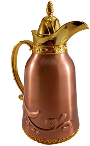 Elegant 1 Liter Vacuum Flask Coffee or Tea Server (Copper + Gold)
