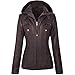 Newbestyle Womens Hooded Faux Leather Moto Biker Short Jacket Quilted Zip Up Coats S-2XL