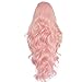 Ebingoo Natural Long Wave Pink Synthetic Front Lace Wig For White Women 26 inch
