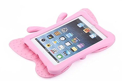 UCMDA Kide Case for iPad Mini 5, UCMDA Light Weight Children Shockproof Protection Cover with Butterfly Stand, Prefect for Apple iPad Mini 1 2 3 4 5, Use Safely Durable EVA Foam Material - Pink
