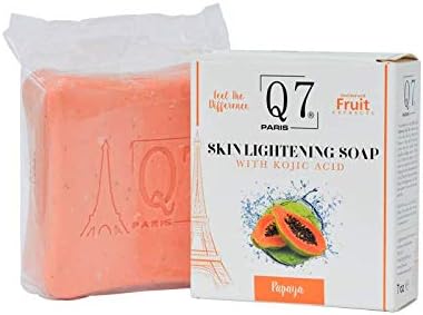 Q7Paris Skin Lightening Soap With Kojic Acid and Papaya ? 200g: Lightening Soap, Anti Acne, Anti Aging - Face Moisturizer, lighten blemishes, dark spots- Prevent Pimples & remove blackheads