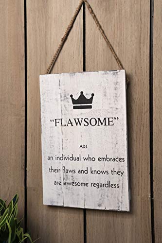 GoCraft Decorative Wooden Wall Signs | 12" X 8" Vintage Hanging Rope Plaque with Quotes Sayings (Flawsome) [CC0226-MI] - Thumbnail 2