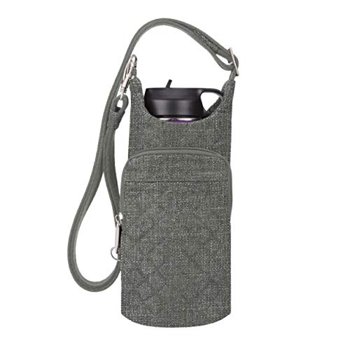 Travelon Anti-Theft Boho Water Bottle Tote Sling, Gray Heather, One Size