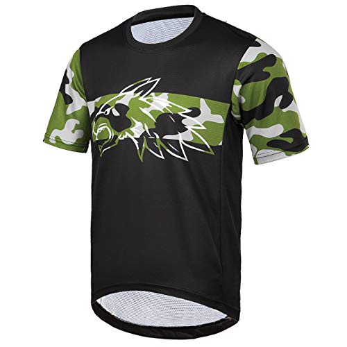 Wisdom Leaves Men's Short Sleeve Cycling Jersey Mountain Bike Jerseys MTB Bike Shirt Moisture-Wicking T-Shirt,Soft and Comfortable Black-Camouflage