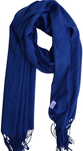 JOLI Women's Luxurious Long Plain Pashmina Cashmere Silk Feel Electric Blue