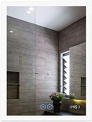 DECORAPORT 24x32 in Vertical LED Bathroom Mirror with Anti-Fog and Clock Function, Vanity Wall Mirror with Touch Button (A-N031-CW)