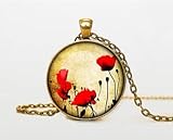 Poppy pendant Poppy necklace Poppy jewelry red flowers