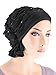 Abbey Cap Womens Chemo Hat Beanie Scarf Turban Headwear for Cancer Ruffle Black Sequin