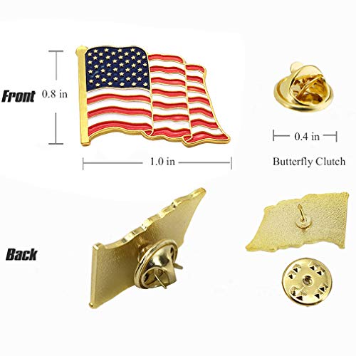 24 Pack American Flag Lapel Pins USA Metal Enamel Waving Flag Pins US