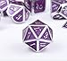 DNDND Metal Game Dice Set, Solid 7 die DND Metal Dice Set Purple Surface and Silver Frame Metal Dice Set with Metal Box for Role Playing Game Dungeons and Dragons RPG and Pathfinder