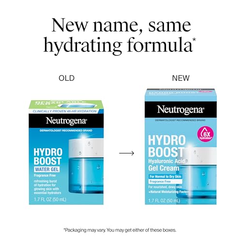 NEUTROGENA HYDRO BOOST GEL CREAM FRAGRANCE FREE, HYALURONIC ACID FACIAL MOISTURIZER FOR NORMAL TO DRY SKIN, DELIVERS HYDRATION FOR NOURISHED, DEWY SKIN, 1.7 FL. OZ