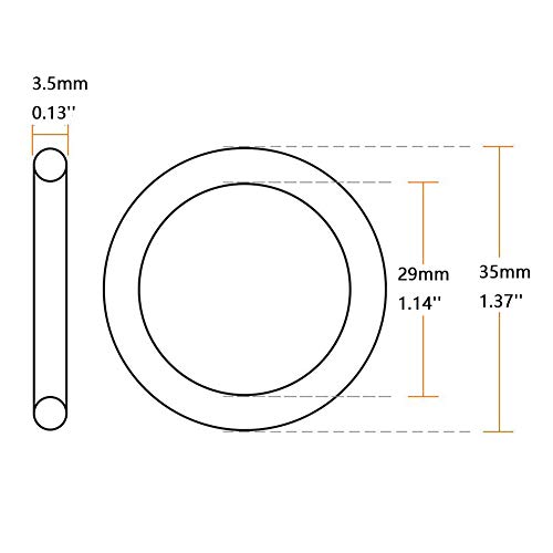 BTMB 3.5mm/0.13 Thickness Nitrile Rubber O-Ring Plumbing Tap Round Seal Washers Gaskets,Pack of 50 (35mm/1.37'' OD)