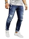 Men's Ripped Destroyed Jeans Slim Fit Distressed Denim Pants Trousers Blue003 32