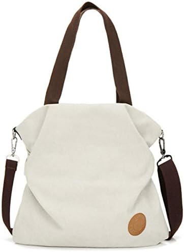 Women Canvas Shoulder Bag Casual Tote Bag, Myhozee Cross Body Handbag Satchel Purse (Beige)