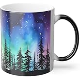 Northern Lights Color Changing Mug - Aurora Borealis Heat Sensitive Night Sky Magic Cup - 11 Oz Novelty Coffee Gift
