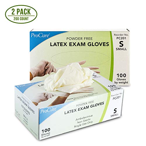 Powder Free Disposable Latex Gloves, Small 200 Count - Heavy Duty Clear Rubber Exam Gloves - Non Sterile, Ambidextrous - Soft with Textured Tips - Food Safe, Medical Grade - Thumbnail 7