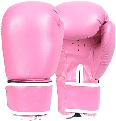 MMA GEL Boxing Gloves Punching Training Bag Mitts Muay Thai Kickboxing Gym Gloves (Pink, 10oz)
