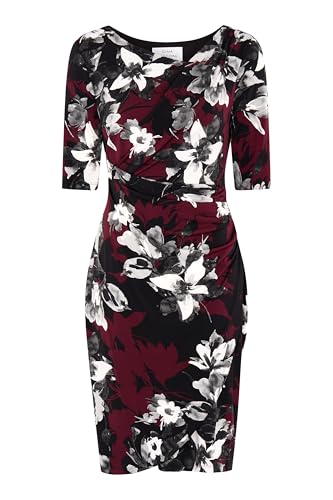 Gina Bacconi Floral Jersey Dress, Black/RED, 12