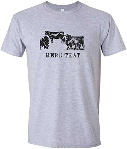 Herd That Funny Farmer Cow Super Soft T-Shirt (Grey, Large)