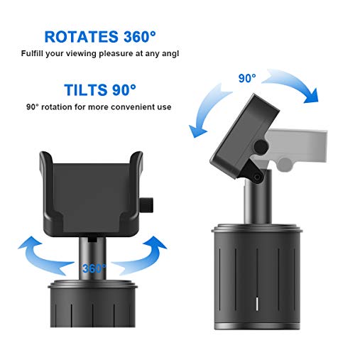 3rd Generation Cup Holder Phone Mount [Upgraded] Aluminum Alloy Adjustable Car Cup Holder Phone Mount for Cell Phone iPhone Xs/Xs Max/X/8/7 Plus/Galaxy and Most Smartphones - Thumbnail 3