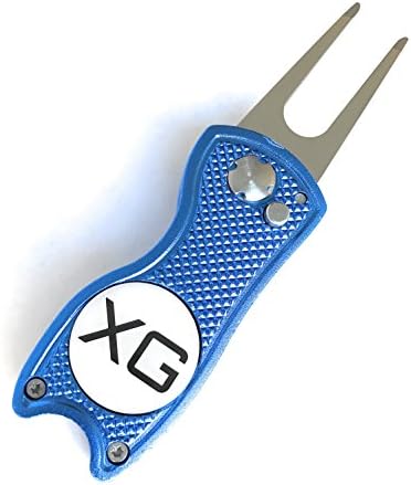 Xtreme Golf Divot Tool - Stainless Switchblade With Detachable Ball Marker (Blue)
