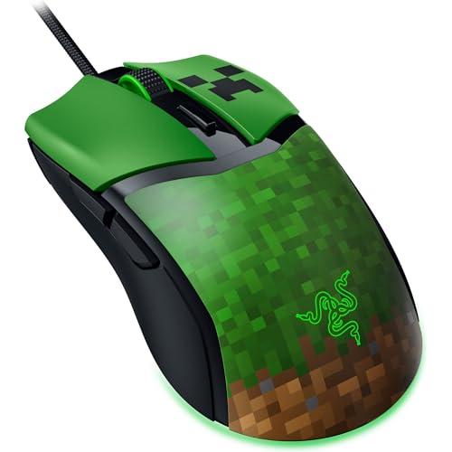 Razer Cobra Minecraft Edition - Leichte kabelgebundene Gaming-Maus - 8500 DPI Sensor (58g, optische Mausschalter 3th Gen, Chroma-Beleuchtung mit Gradient Underglow, Speedflex-Kabel) Minecraft 10