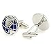 Zhenhui Silver Blue 2 PCS Mens Stainless Steel World Map Shirts Cufflinks (Blue1)