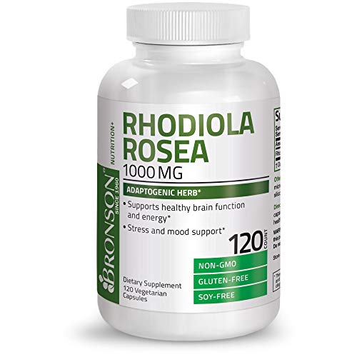 Bronson Rhodiola Rosea 1000mg Supplement Adaptogenic Herb for Brain