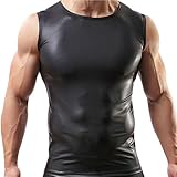 YiZYiF Sexy Mens Underwear T-Shirt Sleeveless Vest Tank Top Leather Undershirt