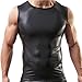 YiZYiF Sexy Mens Underwear T-Shirt Sleeveless Vest Tank Top Leather Undershirt Medium, Black